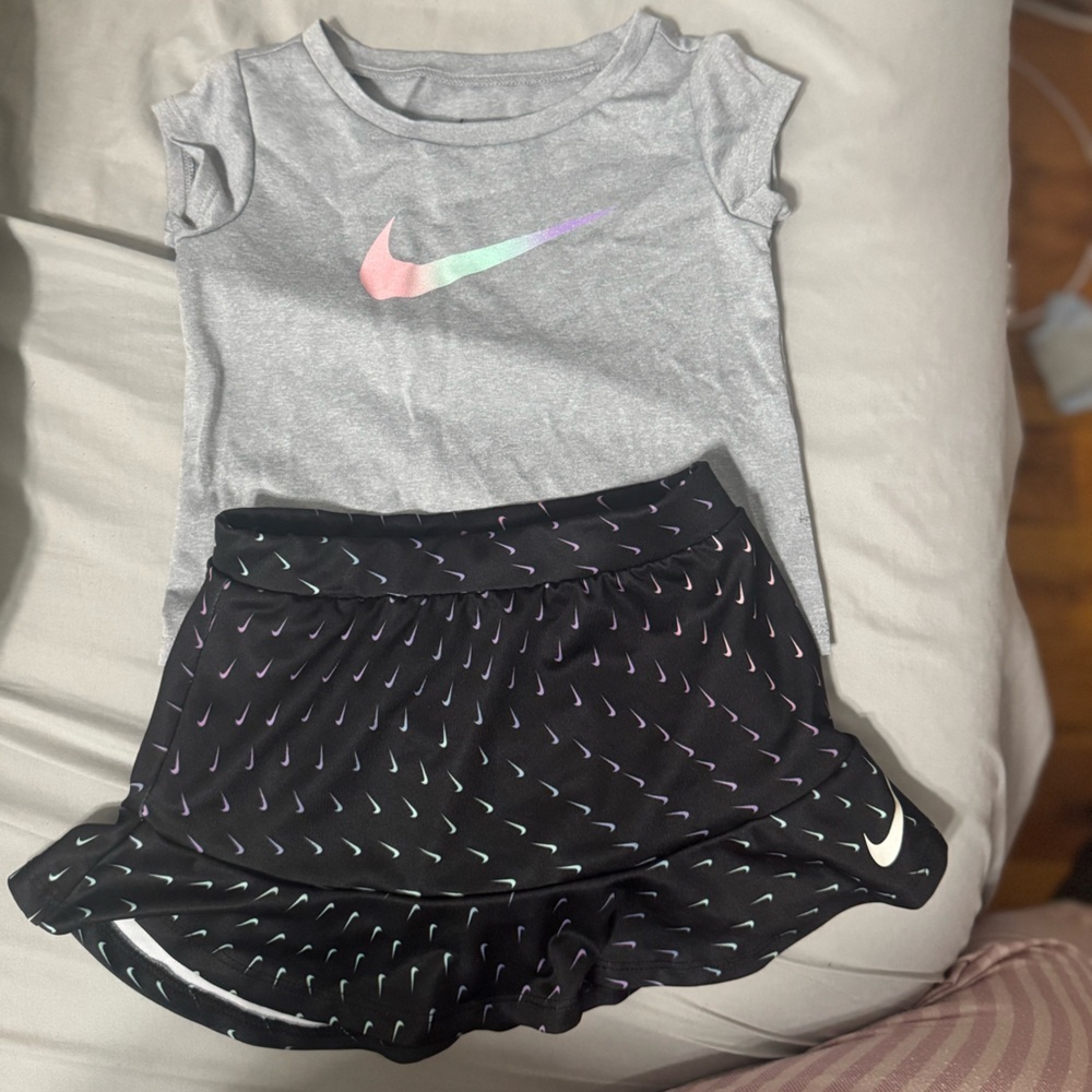 Nike Gray Dri-FIT T-Shirt and Skirt Set